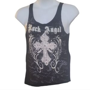 occasion rock angel y2k knit tank top black white affliction ed hardy style